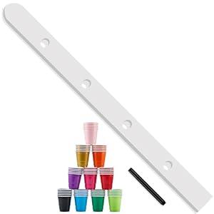 Ziliny 4 Person Ski Board 57'' x 3.9'' Vintage Wooden Board with 50 Plastic Glasses and 1 Marker Pen Rustic Retro Ski for Gathering Birthday Party Wedding(White)