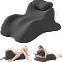 Memory Foam Wedge Pillow for Intimacy Couples, Ergonomic Support Pillow | 27 Angled Sweet Spot Positioning Pillow for Reading, Sleeping, Back Support, Neck & Waist Comfort, Washable Removable Cover, Black
