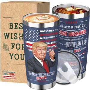 Valentines Day Gifts for Husband - Funny 20 oz Stainless Steel Tumbler, Valentine's Tumbler, Coffee Cup, Happy Valentine's Day Gifts for Husband from Wife, Cool Valentines Day Gift Ideas (Navy Blue Husband)