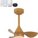 OVAL AIR AIR8000D Albini 22" Contemporary Minimalist 6-Speed Metal Mobile-App/Remote-Controlled Dimmable Smart Integrated LED Ceiling Fan for Living Room, Bedroom, Office, Aspen Pale Oak