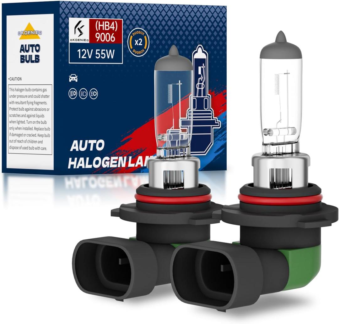 9006 HB4 Halogen Headlight Bulb, 12V 55W Standard Halogen Light Bulb, 3800K, 4000 Lumens, High Brightness Headlight Bulb, Head Light Bulbs for Car,Headlight Bulbs Low Beam, Pack of 2
