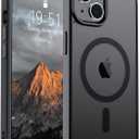 SUPFINE Magnetic for iPhone 15 Case (Compatible with MagSafe) (Military Grade Drop Protection) Translucent Matte Shockproof Phone Cover, Black