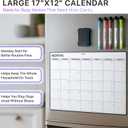 Monthly Magnetic Dry Erase Calendar for Refrigerator Monday Start Calendar Magnet 17 x 12 | Whiteboard Calendar for Fridge | Include 5 Markers & Eraser - Freedom Mastery