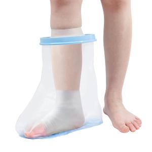 Blueash Waterproof Foot Cover for Shower Adults, Reusable Waterproof Ankle Cast Protector with Non-Slip Pad On Bottom for Foot Surgery Plaster Bandage Wound Dressing