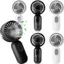 Mini Portable Fan Bulk Cute Handheld Lightweight Small Little Personal Hand Eyelash Fan 3 Speeds USB Rechargeable for Women Men Indoor Outdoor Makeup Travel Camping(Black and White, 6 Pcs)