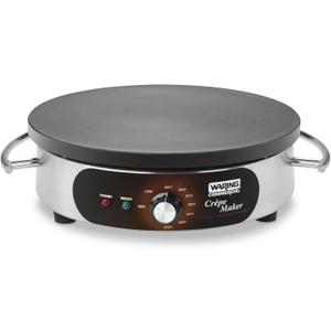 Waring Commercial WSC160X 16" Electric Crepe Maker, Cast Iron Cooking Surface, Stainless Steel Base, Includes Batter Spreader and Spatula, 120V, 1800W, 5-15 Phase Plug