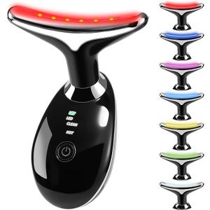 7-in-1 Face Massager Tool for Skin Care, Multi-Function Electric Red Light Therapy for Face, Wrinkles, Double Chin (Black)