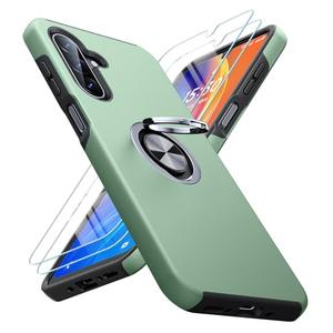 JAME for Samsung Galaxy A17/A26 5G Phone Case with Screen Protector [2 Packs] Ring Holder Stand Kickstand Dual Layer Military Shockproof Slim Protective Cover Samsung Galaxy A17/A26 Case, Alpine Green