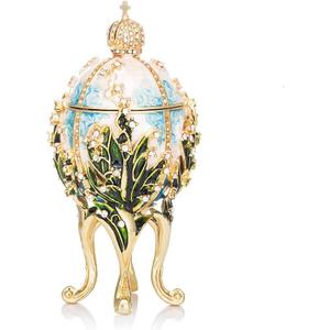 QIFU Hand Painted Easter Egg Style Decorative Enameled Trinket Box Unique Gift for Family QIFU Hand Painted Easter Egg Style Decorative Enameled Trinket Box Unique Gift for Family