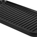 Amazon Basics Pre-Seasoned Cast Iron Reversible Rectangular Grill/Griddle with Even Heat Distribution, Black, 20 x 10.63 x 0.98 inch