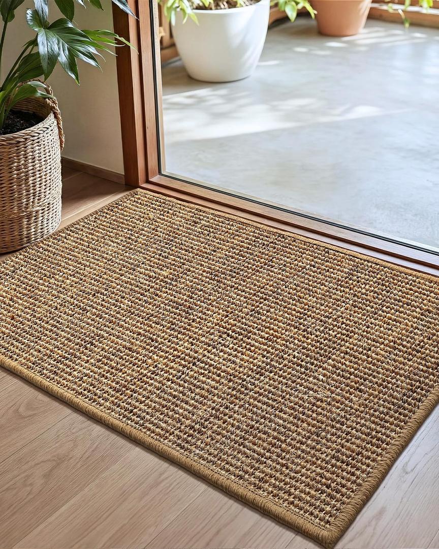 Color&Geometry Handwoven Jute Entry Rug - Natural Textured Front Door Mat 24"x36", Non-Slip Durable & Eco-Friendly Doormat for High-Traffic Entrance, Rustic Farmhouse Welcome Mat, Sisal Brown