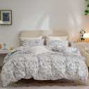 BUPIRD Flower Duvet Cover Queen, 100% Brushed Microfiber 3 Pieces Queen Bedding Sets, Vintage Floral Chic Garden Style Floral Pattern Queen Duvet Cover with Zipper Closure