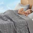 Cozy Bliss Seersucker Cooling Comforter Queen Size, Q-Max 0.45 Reversible Lightweight Cooling Blanket, Breathable Silk Smooth Summer Bedding Quilt for Hot Sleepers Night Sweats Dark Grey