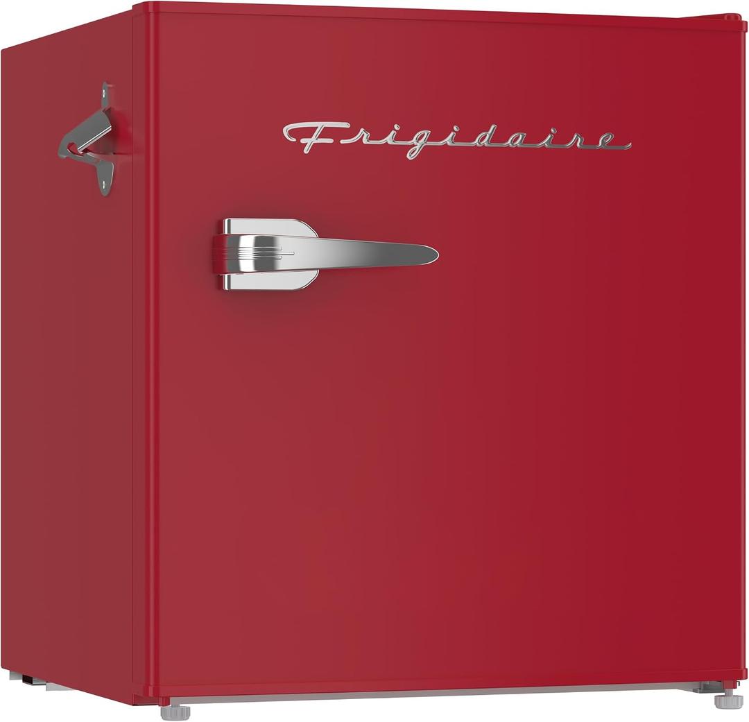 Frigidaire EFR176-RED 1.6 cu. ft. Retro Bar Fridge with Side Bottle Opener, Red, 1.6 cu ft 16"D x 18"W x 18.5"H