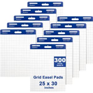 Comix Grid Sticky Easel Pad, 25 x 30 In Flip Chart, 30 Sheets/Pad, 10 Pads