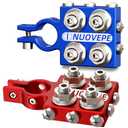 NUOVEPE Heavy Duty Battery-Terminal-Connector: 12-Way Car Battery Terminals, Aluminum Corrosion Resistant, 8AWG up to 4/0(XL) AWG Gauge, Fits SAE/DIN/EN Top Post for Car Audio, Winch, Truck, Off-Road