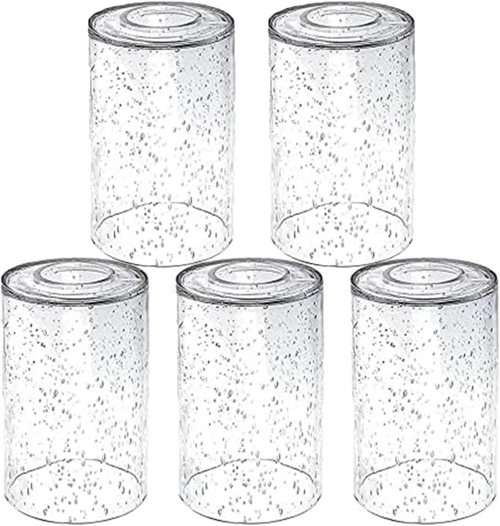 5 Pack Bubble Glass Lamp Shade,Glass Shade Covers Replacements for Light FixturesCylinder Globe Glass Shades Covers for Pendant Lights Chandeliers Wall Sconces Bath Vanity Lights