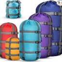 5 Pack Compression Stuff Sack 5 Assorted Size Sleeping Bag Stuff Sack Ultralight Sleeping Bag Cover Space Saving Gear for Travel Outdoor Camping Hiking Backpacking