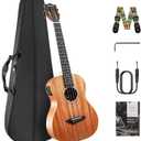 Caramel CB402 Baritone Electric Ukulele All Solid Mahogany Wood 30'' Professional Wood Ukelele Instrument Kit Small Hawaiian Guitar Beginner ukalalee Starter Pack Bundle Gig bag, Strap, String Set