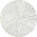 Circle Stripe Hairon Cowhide Leather Rug - Unique and Luxurious Floor Accent (White_10x10)