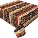 Colorful Tribal Square Table Cloth - Boho Tablecloth Ethnic Stripes Lines Native Art Table Cover for Party Picnic Kitchen Dining Decor (54" x 54" (Square))