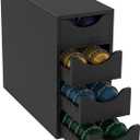 Suli Coffee Pod Holder, Coffee Capsule Storage Organizer,Coffee Pod Organizer for Countertop,Storage Rack with Drawer, 4 Tier,104 Pods,Wood,Black