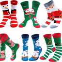 Women Christmas Socks Funny Crew Sock for Female Colorful Novelty Patterned Xmas Socks 6 Pack US 6-11