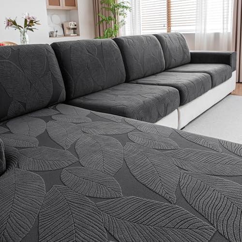 QIANMEW Couch Covers for Sectional Sofa, Washable Stretch Soft Sofa Cushion Covers L Shape Sofa Slipcovers (1PC Chair Cushion Cover, Dark Gray)