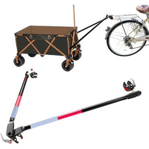 Bike Trailer Hitch for Collapsible Wagon Cart with 360° Swivel Joint & Shock Absorber Quick-Release Clamps Bike Trailer Hitch for Pet Wagon,Camping Wagons Carts Foldable and Other