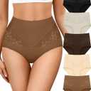 Women's Cotton Underwear Slight Tummy Control High Waisted Postpartum Panties Ladies Soft Full Coverage Briefs 5 Pack (Medium)