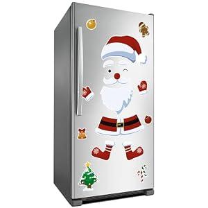 2 x Refrigerator Magnets Christmas Decorations Santa: 18PCS Gingerbread Tree Magnets for Kid (Non-reflective)