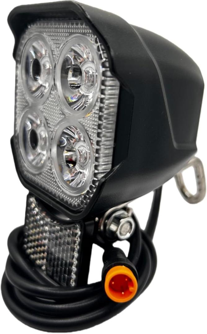 EBike Front Light with Built-in Horn Headlight 3-Pin Male Waterproof Connector Night Riding Bicycle Horn Light Compatible with 36V/48V/12V-60V Electric Bikes and E-Scooters