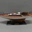 SAILINGSTORY Wooden Sailboat Decor Yacht Model Ship with Antique Finish Ivory