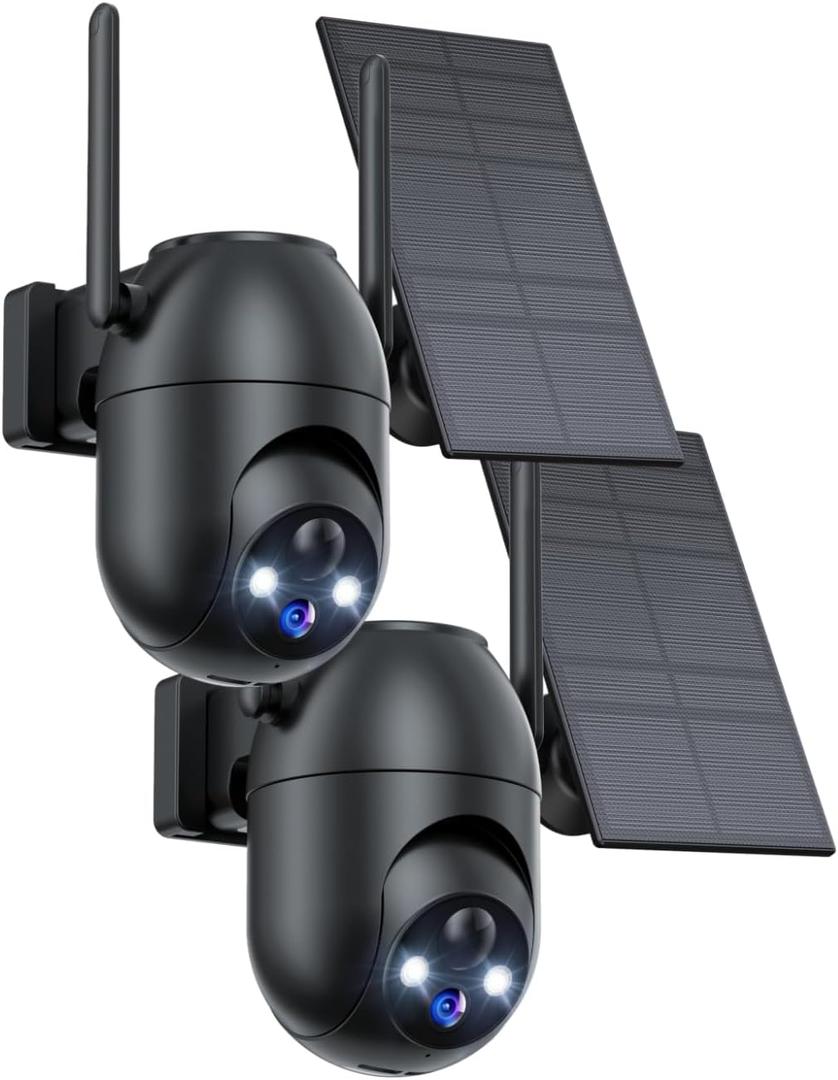Security Cameras Wireless Outdoor Solar: 2K WiFi Camera for Home Security System - Battery Powered Cam IP66 Waterproof Motion Sensor 360 CCTV Camera- 5G Not Supported