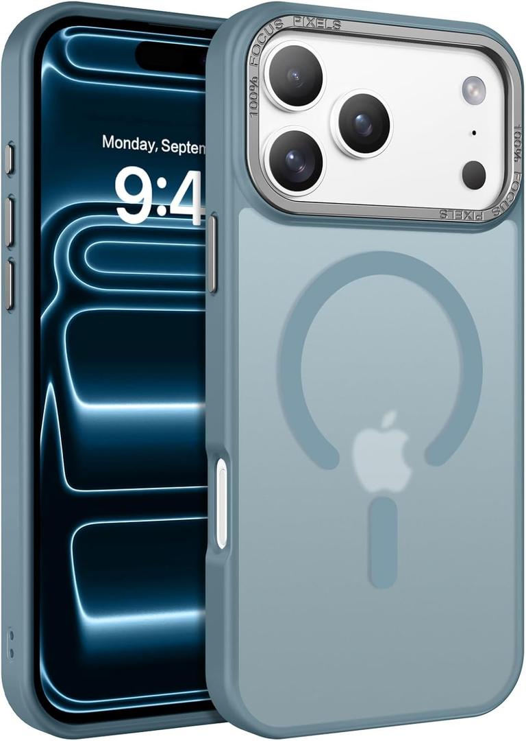 BENTOBEN Magnetic for iPhone 17 Pro Case 6.3" 2025, [Compatible with Magsafe] Slim Cute Matte Translucent Shockproof Drop Protective Bumper Women Men Phone Cover for iPhone 17 Pro, Grey Blue