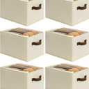 Cupic Cupid Storage Bins Closet, Fabric Closet Organizers and Storage, 6-Pack Baskets for Organizing, Large Storage Boxes with Handles for Clothes and Toys, Beige