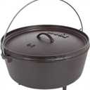 Lodge 10 Quart Pre-Seasoned Cast Iron Camp Dutch Oven with Lid - Dual Handles - Use in the Oven, on the Stove, on the Grill or over the Campfire - Black