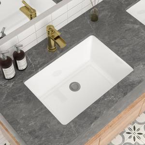 Mocoloo Bathroom Sink Undermount 22"x16" White Rectangle Porcelain Sink with Vertical Sides and Overflow Drain Under Counter Mount Ceramic Lavatory Vanity Sinks for Bathroom Hand Basin