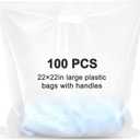 Maitys 100 Pcs 22"x22" Clear Plastic Bags with Handles Large Merchandise Shopping Bags for Small Business, Retail, Boutique Stores, Gifts