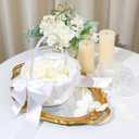 1 Pack Wedding Flower Girl Basket with 200Pcs Silk Petals, Pearl Handle and Ribbon Bow Wedding basket - Artificial Flowers for Romantic Night Bridal Party Home Decorations(Ribbon Bow)