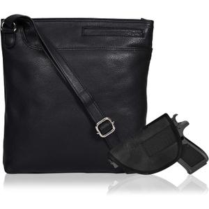 Ozora Multi Pockets Handmade Leather Crossbody Handbags & Sling Bag for Men & Women with Detachable Holster (Black Nappa)