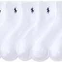 POLO RALPH LAUREN Men's Performance Cotton Quarter Socks (12-17, White)