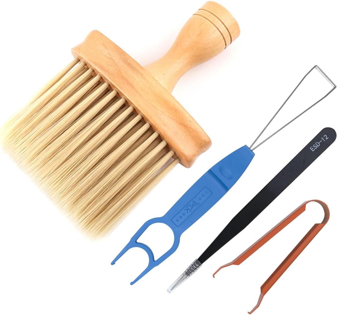 4 Pcs Computer Cleaning Tool Kit Keyboard Cleaning Wooden Anti-Static Soft Brush Set with Keycap Puller and Switch Gripper for Computer Keyboards, Laptop Keyboard Dust Cleaning