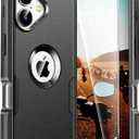 Compatible with iPhone 17 Case: 2X Screen Protector, Anti-Drop, Shockproof, Heavy Duty Protective Phone Case Cover for 17 6.3'', Black