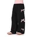 MIANZHI Girls High Waisted Pants Girls Casual Pants Kids Wide Leg Long Trousers with Pockets 11-12 Years Black-a