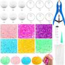 Simgoing 12 Sets DIY Stress Ball Making Kit Milky Blank Stress Ball DIY Kit with 12 Skins Empty Squeeze Balls Fill Beads Expander Tool Vacuum Evacuating Device for Make Pressure Balls (Light Color,B)
