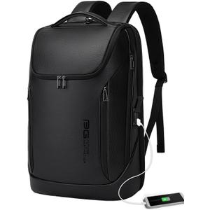 BANGE Business Smart Backpack Waterproof fit 15.6 Inch Laptop Backpack with USB Charging Port,Travel Durable Backpack (Leather)