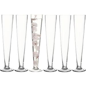 Craft And Party, Trumpet Vases, Set of 6, 20" Clear Trumpet Glass Vase, Flower Vases, Wedding Centerpieces