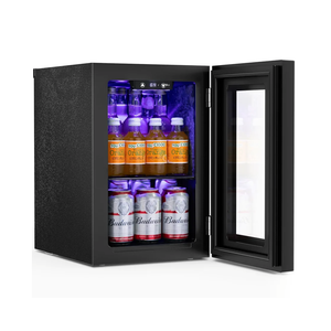 Antarctic Star 18L Beverage Refrigerator Cooler 24Can, Mini Fridge with Quiet Compressor, LED Light,Freestanding Small Fridge with Electronic Temperature Control for Home and Bar(40-61 ℉)