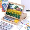 54 Pieces Watercolor Paint Set with Tabletop Easel Stand, Complete Starter Painting Art Supplies with Watercolor Paints, Canvases, Sketch Pads, Brushes and Palette for Adults Teens Kids Beginners